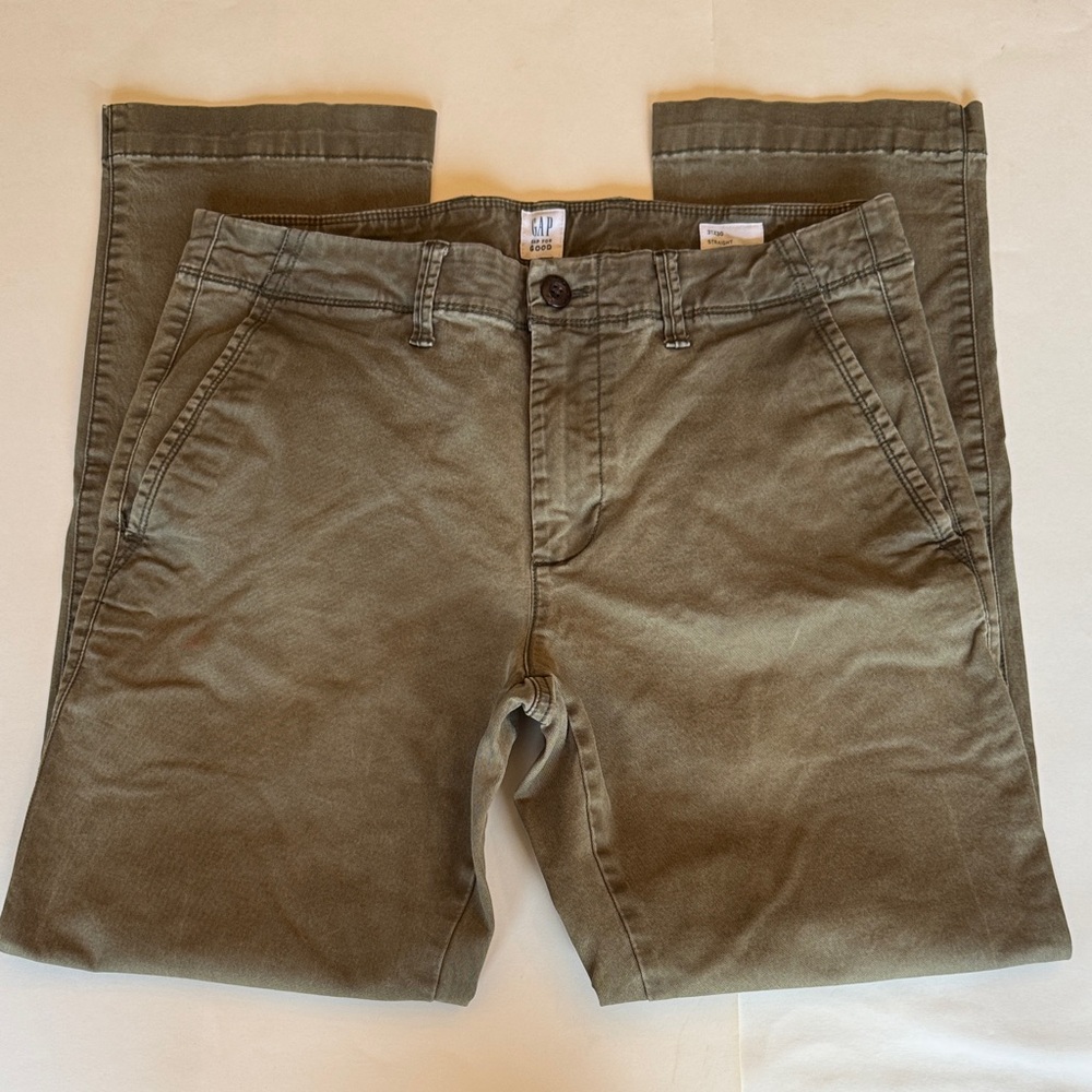 Gap Mens Straight Fit Green Chinos